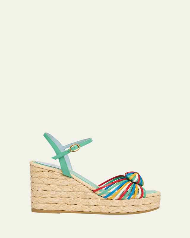 Royal Leather Heart Wedge Espadrilles